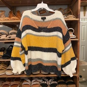 NEW Striped Boutique Balloon Sleeve Sweater